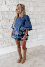Load image into Gallery viewer, Sarah Embroidered Denim Top and Shorts Set