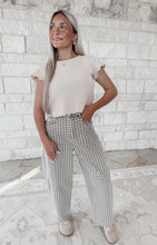 Load image into Gallery viewer, Monday Morning Meetings Checkered Pattern Barrel Pants - Tan/Brown