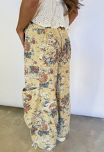 Load image into Gallery viewer, Rocking With You Floral Printed Drop Waist Denim Pants - Yellow