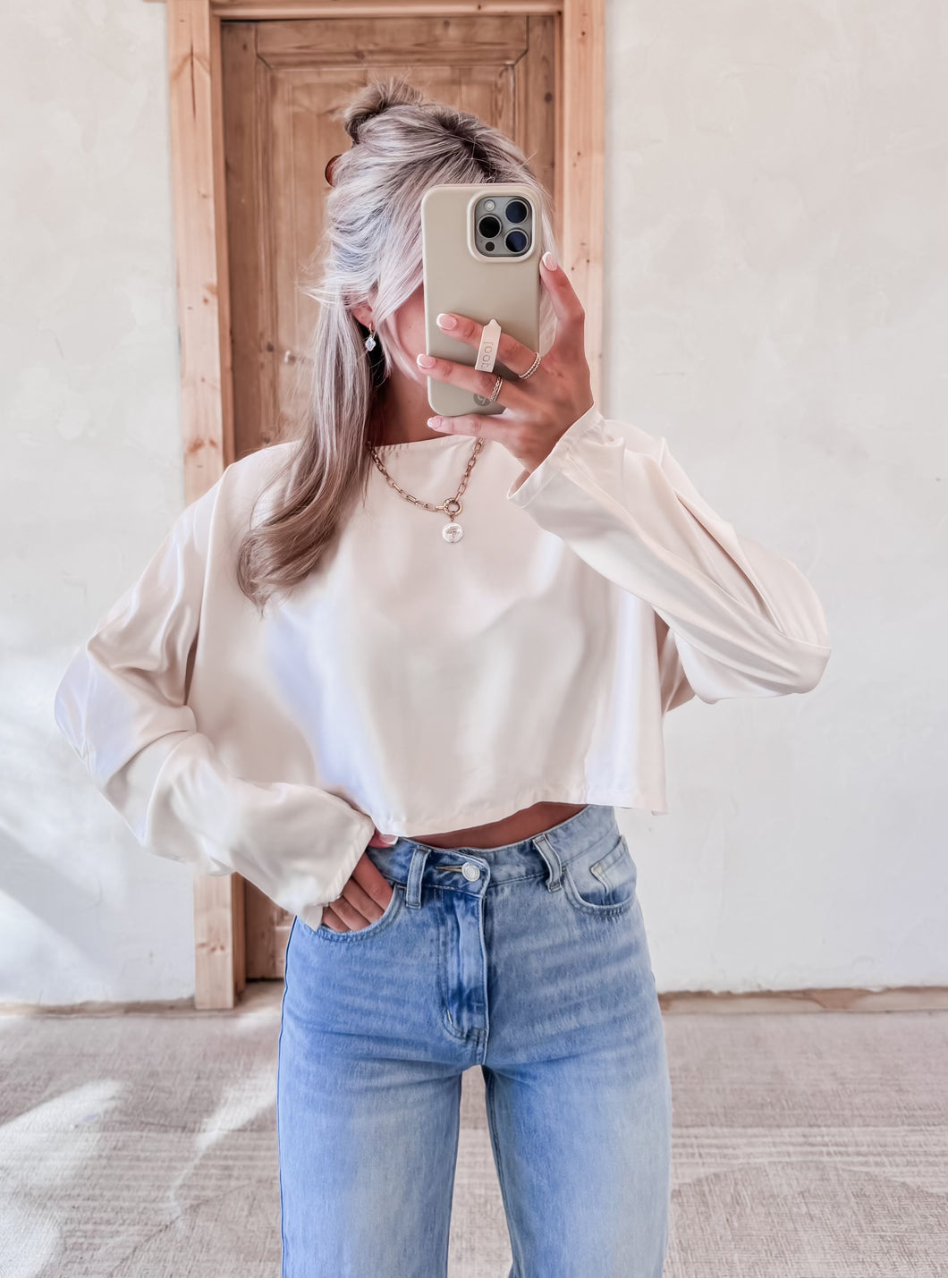 Simple Pleasures Champagne Satin Top