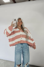 Load image into Gallery viewer, Keep Your Composure Striped Button Cardigan - Mauve/Ivory