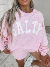 Load image into Gallery viewer, Salty Ditsy Crop Crewneck Sweatshirt &amp; Sweat Short Set - Pink