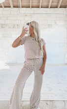 Load image into Gallery viewer, Still The One Cotton Striped Top + Pant Set - Cream/Burgundy