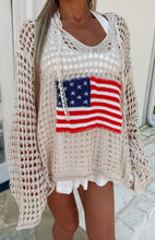 Load image into Gallery viewer, Lake Days American Flag Hooded Crochet Top
