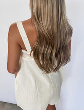 Load image into Gallery viewer, Little Wonders Gauze Smocked Tie Front Mini Romper - Cream