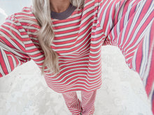 Load image into Gallery viewer, Perfect Pairing Striped Long Sleeve Top &amp; Striped Button Front Lounge Pants