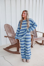 Load image into Gallery viewer, Charlie Stripe Cotton Sweater Pant Set - Blue