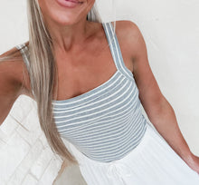 Load image into Gallery viewer, Something Light Stripe Knit Bodysuit - Grey/White