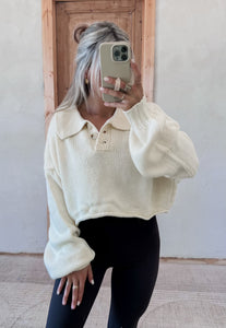 Winter Getaway Cropped Cream Sweater