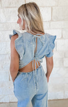 Load image into Gallery viewer, Morgan Ruffled Sleeve Denim Jumpsuit