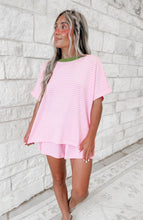 Load image into Gallery viewer, Vacay Mode Loose Fit Striped Knit  &amp; Mini Shorts Set