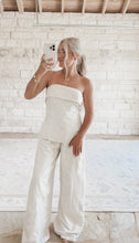Load image into Gallery viewer, Live A Little Linen Mix Tube Top + Trouser Pant Set - Oatmeal