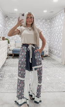 Load image into Gallery viewer, Through The Seasons Double Gauze Lace Patchwork Ruffle Pants - Navy