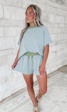 Load image into Gallery viewer, Vacay Mode Loose Fit Striped Knit  &amp; Mini Shorts Set - H Grey/Soft Olive