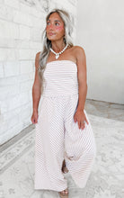 Load image into Gallery viewer, Drift Into Daylight Striped Knit Wide Leg Jumpsuit - Ivory / Pink
