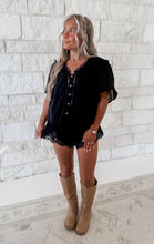 Load image into Gallery viewer, Love Note Button Down Lace Short Set