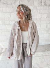 Load image into Gallery viewer, First Snow Fall Floral Patch Chenille Hoodie Jacket - Powder Beige