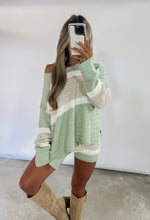 Load image into Gallery viewer, Greetings From The Coast Striped Knit Pullover &amp; Shorts Set - Mint