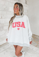 Load image into Gallery viewer, America USA Gingham Heart Reversible Mock Neck Sweatshirt