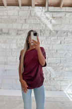 Load image into Gallery viewer, Sally Satin One Shoulder Top - Burgundy