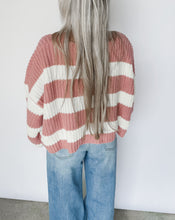 Load image into Gallery viewer, Keep Your Composure Striped Button Cardigan - Mauve/Ivory