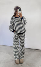 Load image into Gallery viewer, More My Vibe Striped Crew Neck &amp; Sweatpants Set - Navy/Cream