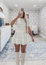 Load image into Gallery viewer, All In Your Hands Floral Jacquard Knit Scalloped Top &amp; Skirt Set - Cream