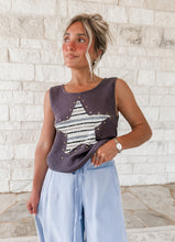 Load image into Gallery viewer, Midnight Star Patch Stud Vintage Washing Ribbed Sleeveless Top