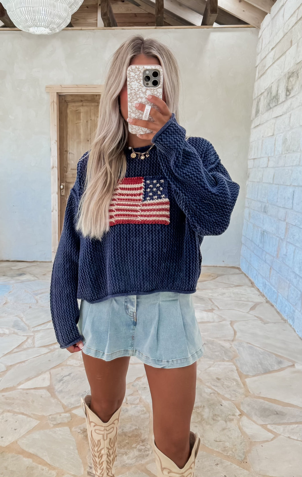 Flag Knitted Sweater Top