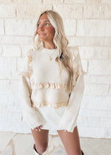 Load image into Gallery viewer, Owning The Room Ruffle Detailed Knit Sweater - Cream