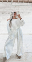 Load image into Gallery viewer, Best Foot Forward Off The Shoulder Striped Terry Jumpsuit - Grey