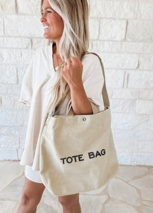 Canvas Shoulder Tote- khaki