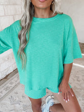 Load image into Gallery viewer, Amaya Textured Knit Top and Shorts Set - Green