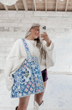 Load image into Gallery viewer, Happy Ending Blue (regular) Quilted Tote Bag