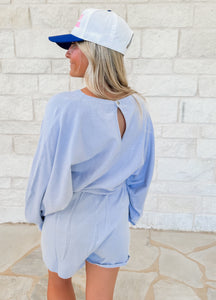 Cassie Blue Knit Romper