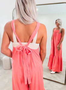 On beach time Coral Jumpsuit
