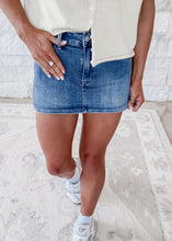 Load image into Gallery viewer, Wrapped Up Denim Mini Skort