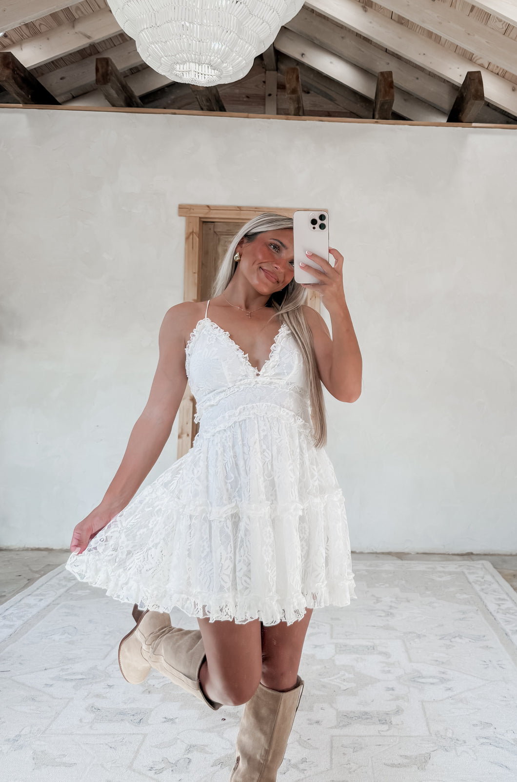 fairytale mini dress Women's Fairytale Endings Ruffled Mini Dress in Ivory