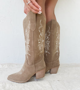 Flora Taupe Western Boots