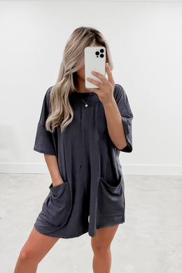 Hotshot Oversized Charcoal T-Shirt Romper