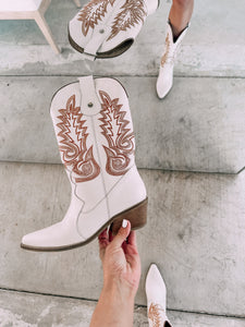 Loyal western boots - Ivory leather
