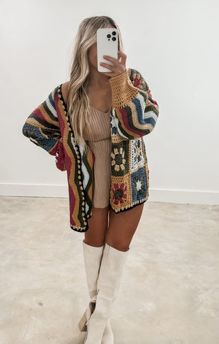 Hand Knit Multi Colored Cardigan
