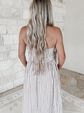 Load image into Gallery viewer, Delaney Taupe Stripe Halter Maxi