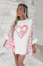 Load image into Gallery viewer, Aubrey Print Mix Heart Peace Patch Terry Knit Top