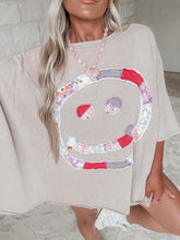Load image into Gallery viewer, Happy Days Smiley Face Patch Washed Oversized Top - Mushroom