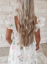Load image into Gallery viewer, Sunset Steps Floral Embroidered Ruffle Sleeve Midi Dress - Ivory