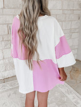 Load image into Gallery viewer, Those Were the Days Color Block Washed Terry Top - Pink / White