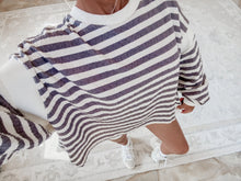 Load image into Gallery viewer, Kaleigh Overlap Open Back Oversized Striped Top