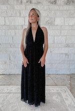 Load image into Gallery viewer, Bound To Be Black Polka Dot Halter Open Back Maxi Dress