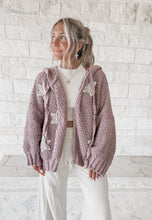 Load image into Gallery viewer, First Snow Fall Floral Patch Chenille Hoodie Jacket - Choco Milk